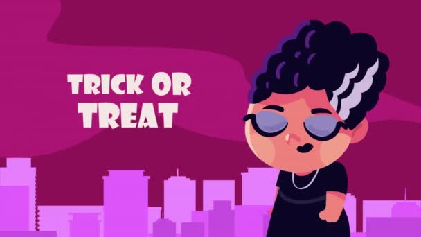 Trick Treat Liternictwo Dziewczyną Dracula Animowane Wideo — Wideo stockowe