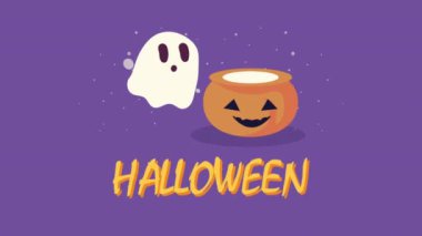 Hayaletle Cadılar Bayramı animasyonunuz kutlu olsun. 4k video animasyonu.