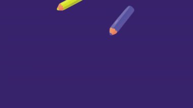 Kalem renkleri okul malzemeleri animasyonu, 4k video animasyonu