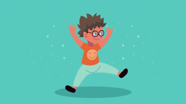 Petit Garçon Avec Des Lunettes Animation Vidéo Animé — Video