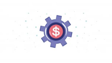 Dolar sembolü vites animasyonu, 4k video animasyonu