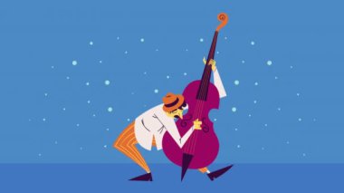 müzisyen keman sanatçısı karakteri, 4k video animasyonu