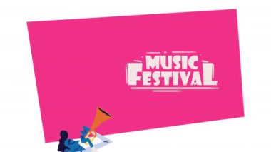 Trompet animasyonlu müzik festivali harfi, 4k video animasyonu