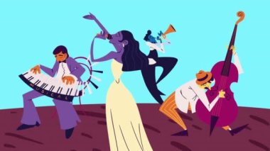 Müzik enstrümanları çalan sanatçılar animasyon, 4k video animasyonu