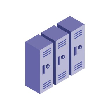 Isometric Endüstri dolapları simgesi izole edildi