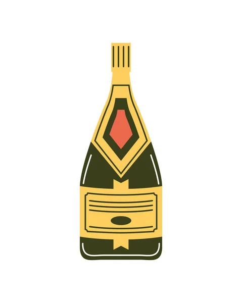 Champagne Fles Drank Pictogram Geïsoleerd — Stockvector