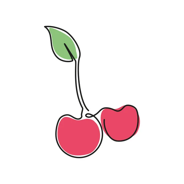 Ikona Rysunkowa Linii Owoców Wiśni — Wektor stockowy