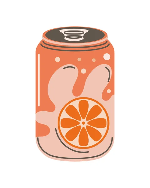 Naranja Soda Puede Bebidas Icono Aislado — Vector de stock