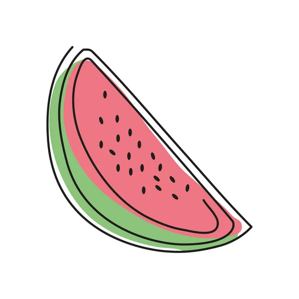 Vattenmelon Frukt Linje Ritning Ikon — Stock vektor