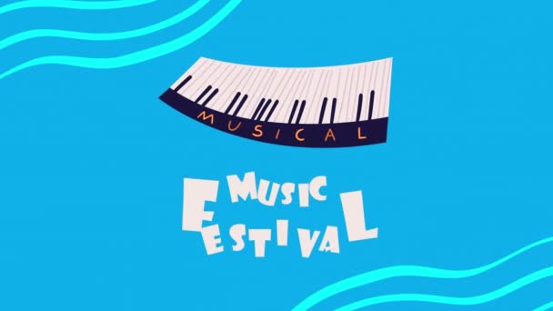 Schriftzug Des Musikfestivals Mit Klavieranimation Video Animiert — Stockvideo