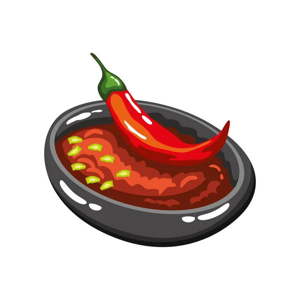 Gebackene Bohnen Mit Chili Mexikanische Essen Symbol — Stockvektor