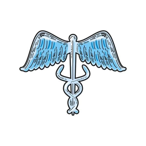 Caduceus Medizinisches Emblem Flache Ikone — Stockvektor