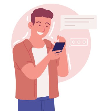 Akıllı telefon kullanan adam mesaj gönderiyor