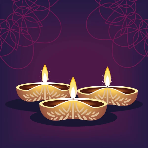 Diwali Lights Diya Vektör Biçimi — Stok Vektör