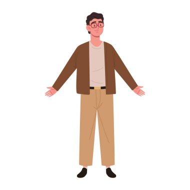 Gözlük takan genç adam izole edilmiş.