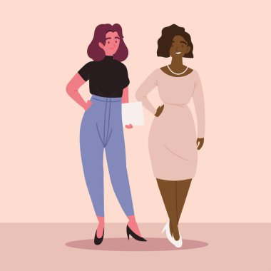 Kadınlar çeşitli karakterler, vektör biçimi üzerinde çalışırlar