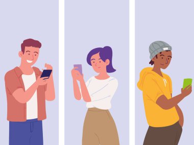 Akıllı telefon cihazları olan bir grup insan