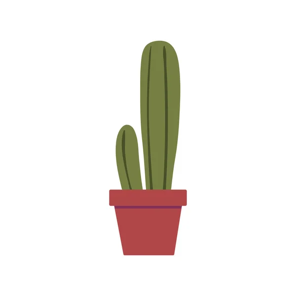 Planterad Kaktus Isolerad Ikon Platt — Stock vektor