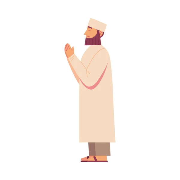 Mężczyzna Modlić Się Ikona Kultury Muzułmańskiej Izolowane — Wektor stockowy