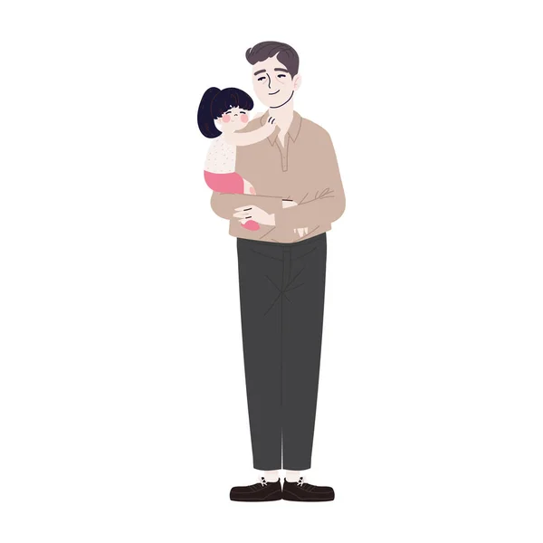 韓国の家庭 父と娘のキャラクター — ストックベクタ