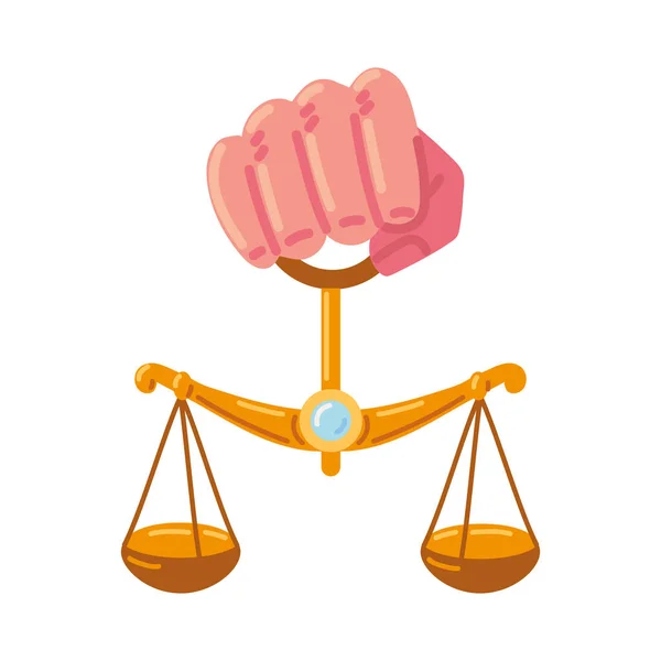 Mano Con Icono Justicia Escala Aislado — Vector de stock