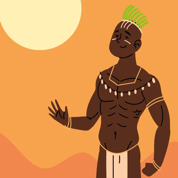 Afričan Muž Etnické Komunity Sluncem — Stockový vektor