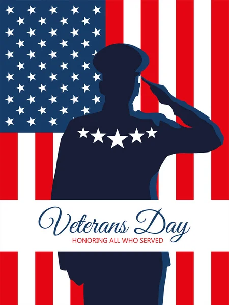 Veterans Day Honoring All Who Served Banner — Stock Vector