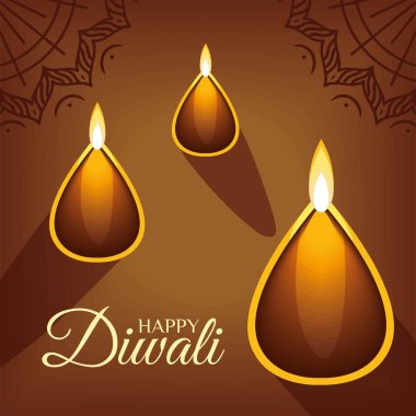 Mutlu diwali ışıkları ve mandalalar
