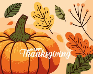 Mutlu Şükran Günü posteri düz stili