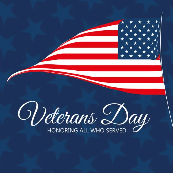 Veterans Day Honoring All Who Served Card — Stock Vector