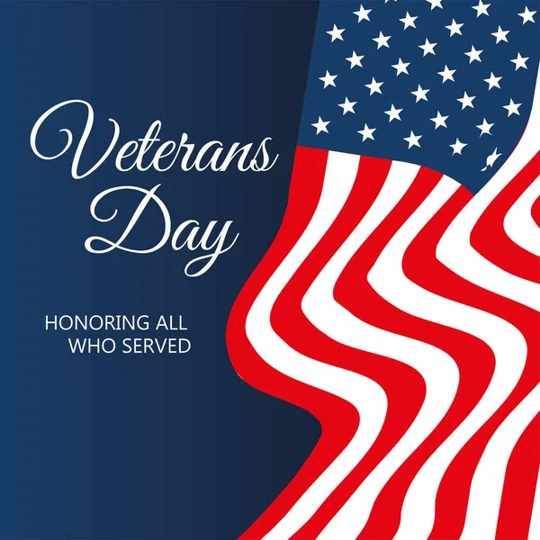 Veterans Day American Flag Card — Stock Vector