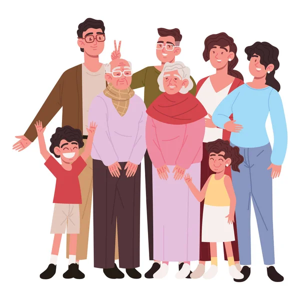 Οικογενειακοί Άνθρωποι Μαζί Γονείς Παππούδες Και Παιδιά — Διανυσματικό Αρχείο