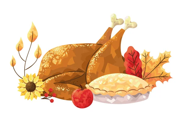 Happy Thanksgiving Dinner Turkey — Stock Vector