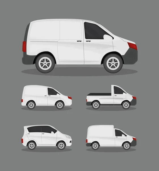 Maqueta Coches Iconos Diseño Conjunto — Vector de stock