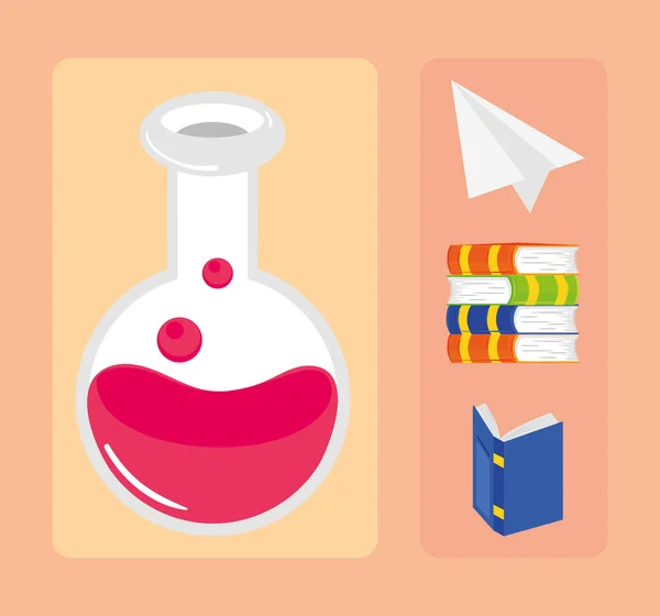 Icon Set School Inclusief Boeken — Stockvector