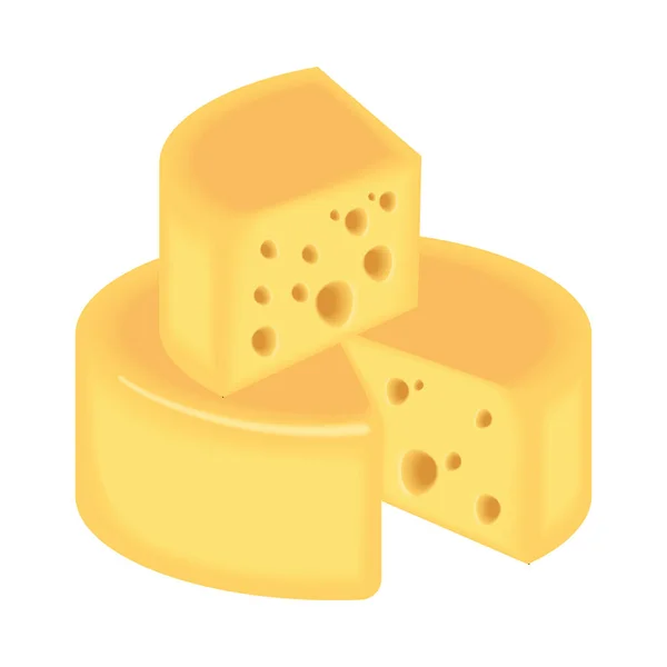 Τυρί Γκούντα Φρέσκο Ρεαλιστικό Απομονωμένο Εικονίδιο — Διανυσματικό Αρχείο
