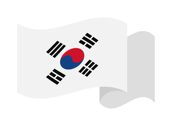 Lengő Zászló Korea Elszigetelt Ikon — Stock Vector