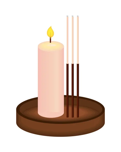 Candle Incense Sticks Loy Krathong Icon — Stock Vector