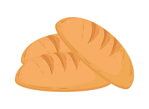 Frisches Brot Ikone Isoliert Flach — Stockvektor