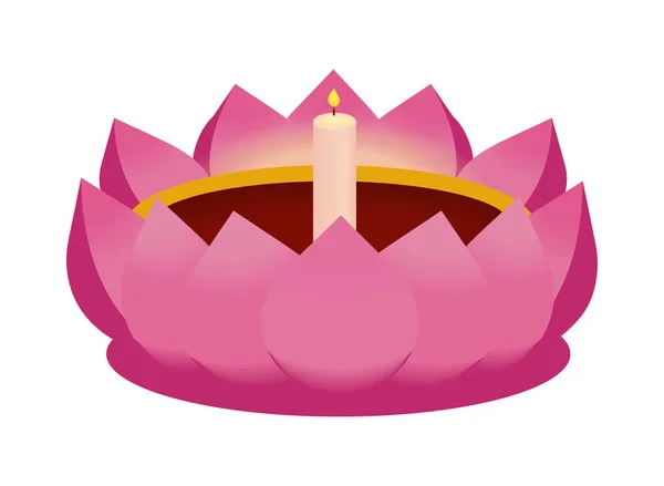 Candle Lotus Loy Krathong Icon — Stock Vector