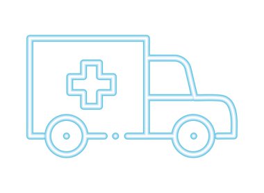 neon taşıma ambulansı simgesi izole edildi