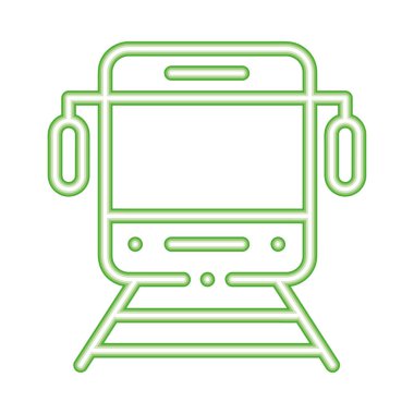 Tren neon taşıma simgesi izole edildi