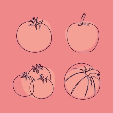 sebze ve meyve ikonları çizimi