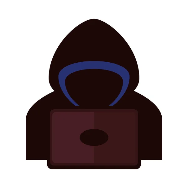 Cyber Security Icona Del Carattere Hacker Isolata — Vettoriale Stock