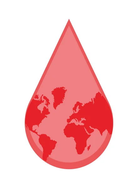 Dia Sida Mundo Ícone Gota Sangue Isolado — Vetor de Stock
