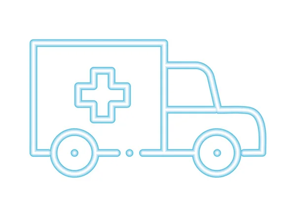 Icono Ambulancia Transporte Neón Aislado — Vector de stock