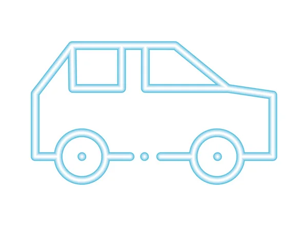 Neón Transporte Compacto Coche Icono Aislado — Archivo Imágenes Vectoriales