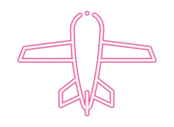 Avion Néon Icône Transport Isolé — Image vectorielle
