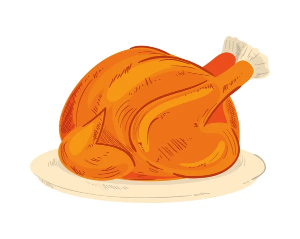 Roasted Turkey Meal Icon Isolated — Stock Vector