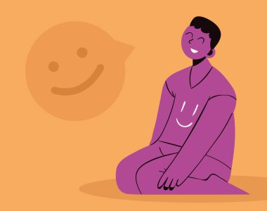 Genç adam soyut tasarım gülümsüyor